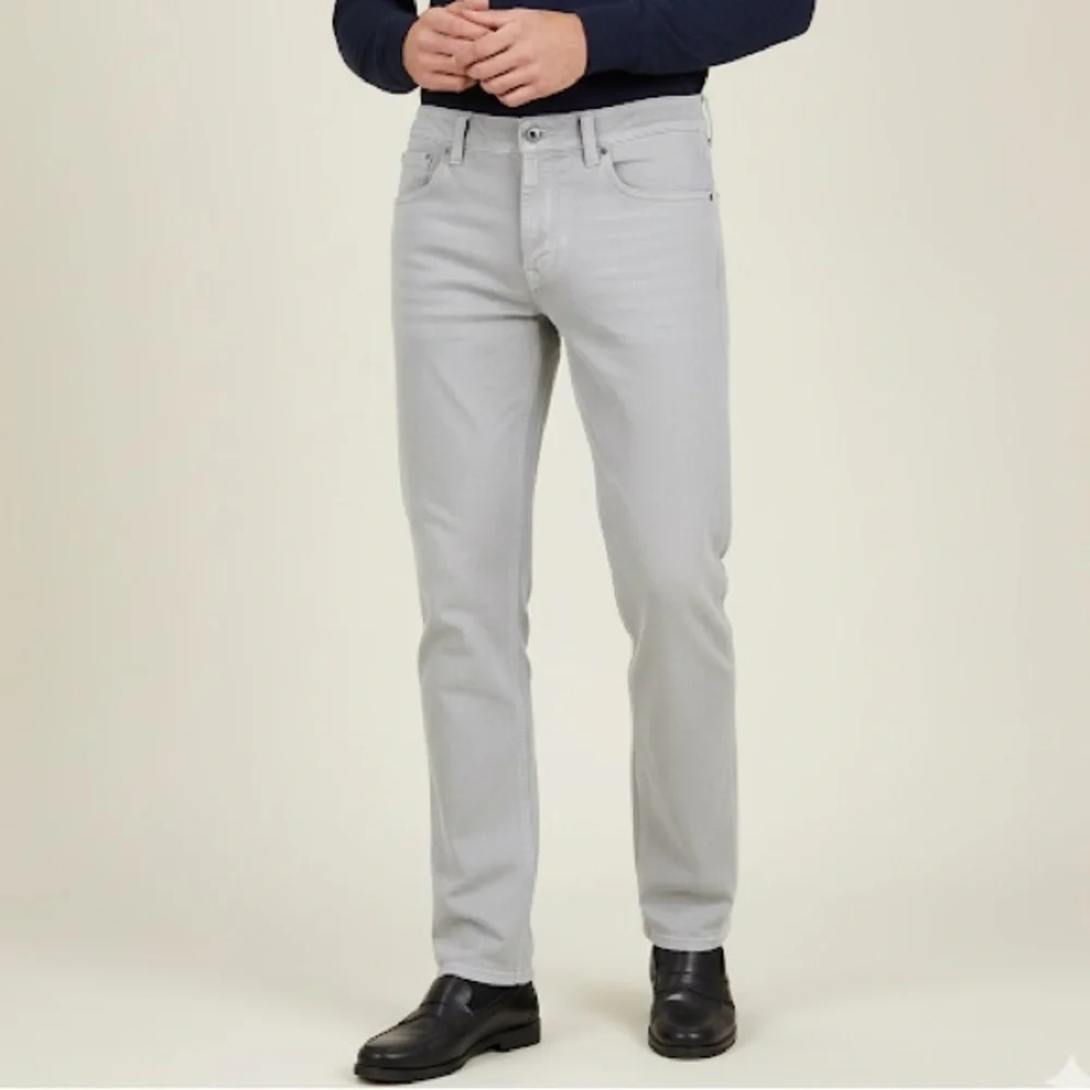 NWT ERMANNO SCERVINO Grey Jeans Cool Leather and Metal brand tag on back IT54 - Picture 1 of 12